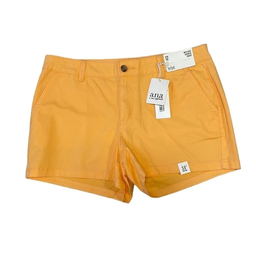 a.n.a Jean Shorts NWT Mid Rise Shortie Denim Florida Mango Yellow Size 12